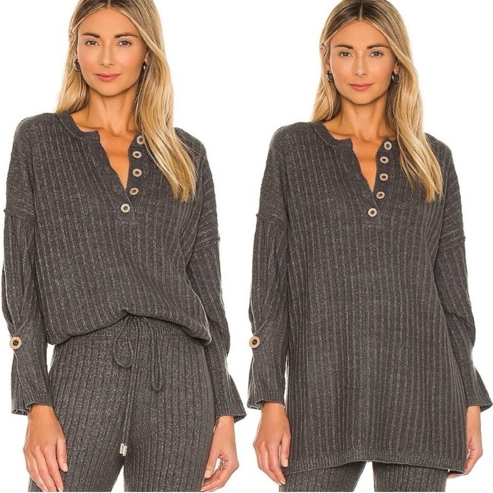 FREE PEOPLE Intimately Sweater Around The Clock Pullover Ribbed Charcoal XS